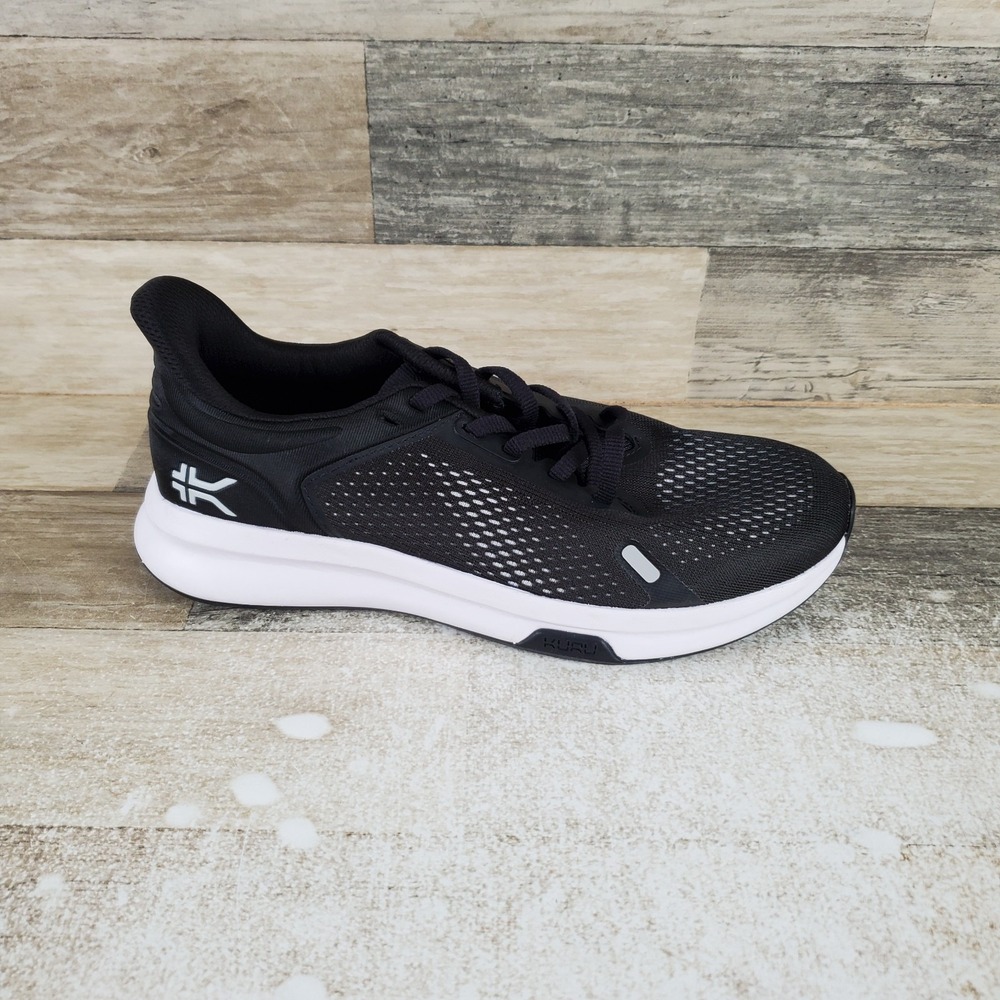 KURU ATOM Fusion Womens Shoes Sz 7.5 M Running Jet Black Bright White Sneakers